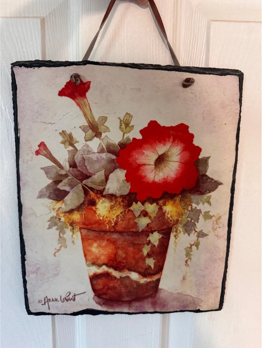 Annie LaPoint Artist Palette Decorative Slate Wall Hanging with Flower Pot Art